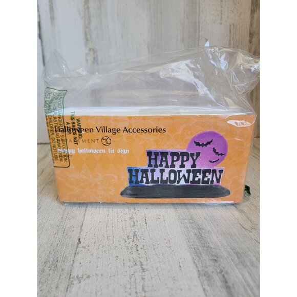 Dept 56 4025407 NEW Happy Halloween lit sign village accessory - Picture 1 of 9
